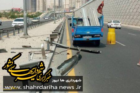 اجرای طرح‌های نگهداشت ترافیکی در بزرگراه شهید همدانی و خرازی تهران