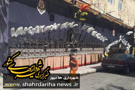 شهردار ناحیه یک منطقه۲۲ تهران عنوان کرد؛ رفت و روب کامل اطراف هیئت ها و موکب ها