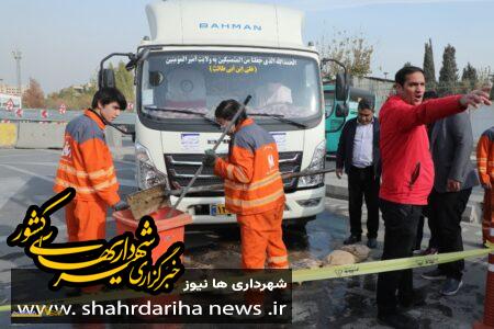 اجرای مانور واژگونی خودرو حمل زباله در شهرداری منطقه ۹ تهران