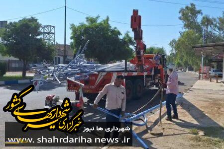 نصب پایه روشنایی جدید بلوار ورودی شهر شوشتر از سمت اهواز