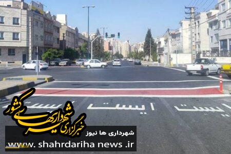 اجرای عملیات خط‌کشی خطوط ایست و عابر پیاده تقاطع ها