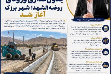 اجرای پروژه جدول‌گذاری ورودی روضه‌الشهدا شهر برزک با اعتباری بالغ بر پنج میلیارد ریال